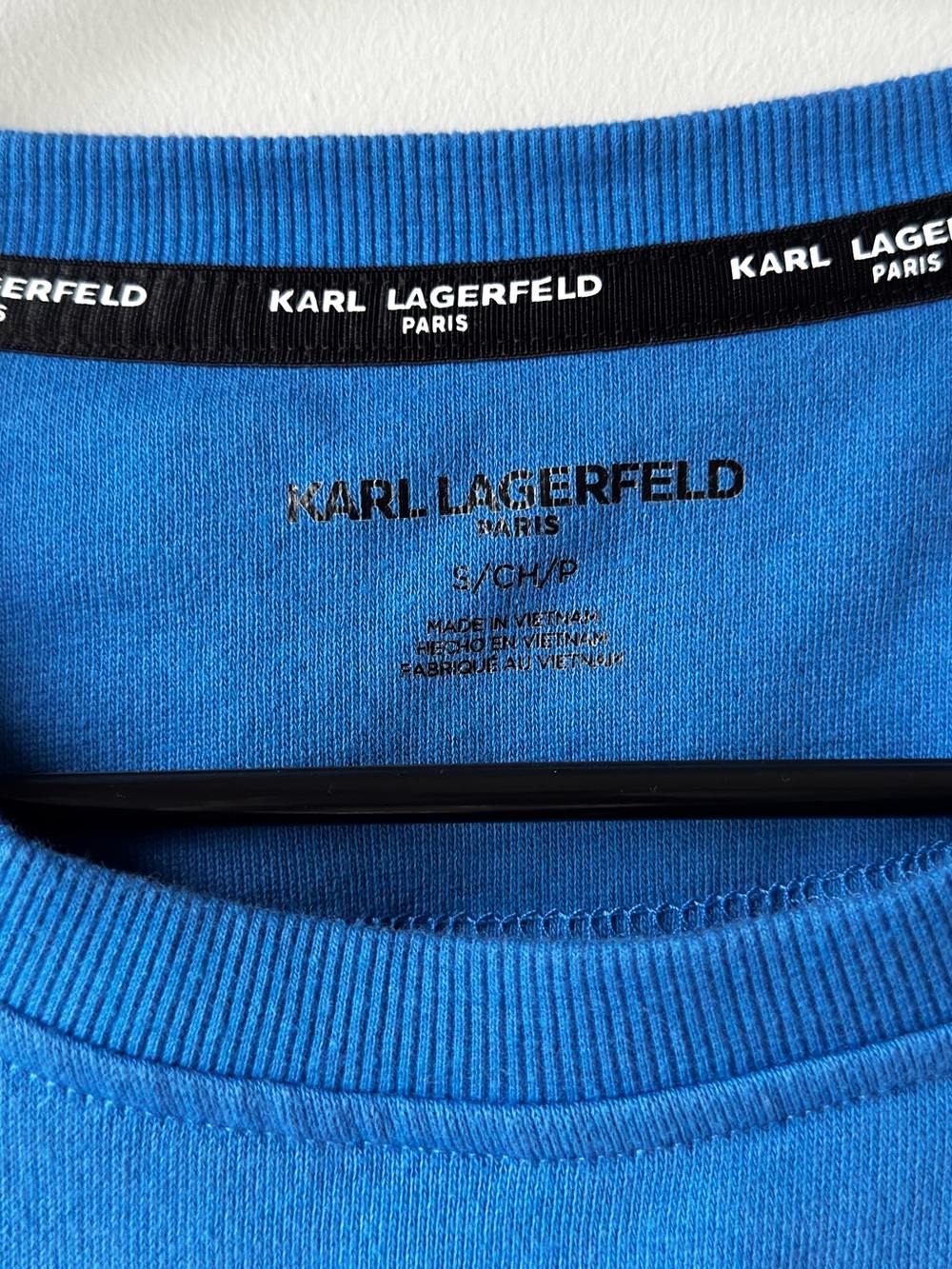 Karl Lagerfeld Paris Logo Colorblock Sweatshirt Blue Black Size Small - Picture 4 of 9